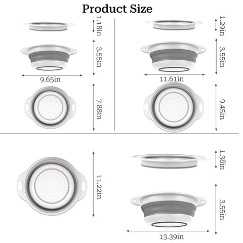 Cluren colador plegable diseño compacto para ahorrar espacio en la cocina.