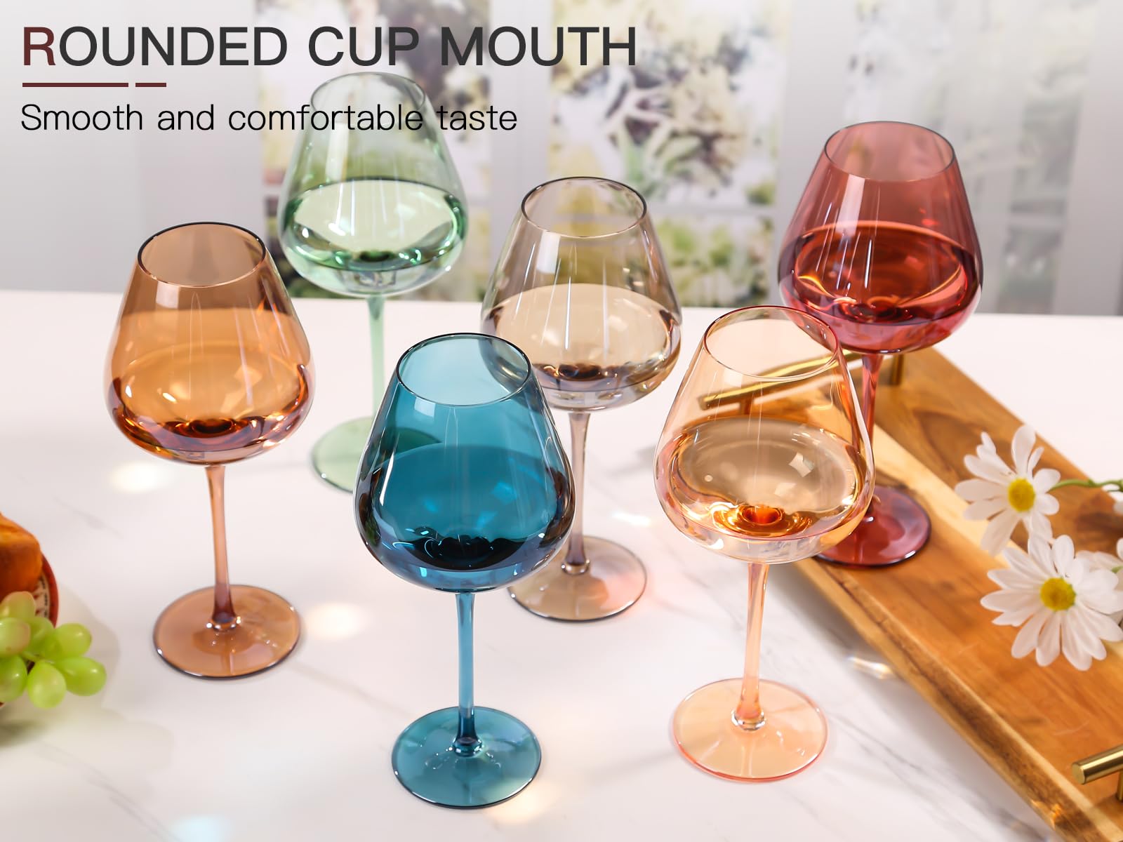 CLUSIVC copa de vino burdeos coloreada, cristal libre de plomo para beber con seguridad.
