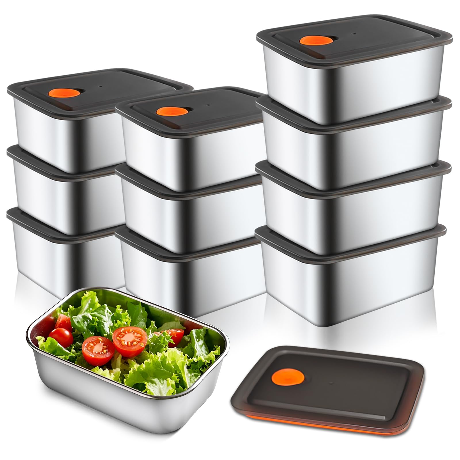 CLWVPCOT Contenedores de acero inoxidable 16 onzas para preparación de comidas y almacenamiento.