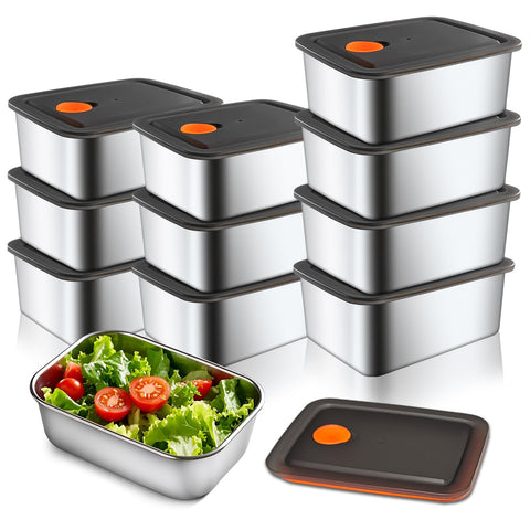 CLWVPCOT Contenedores de acero inoxidable 16 onzas para preparación de comidas y almacenamiento.