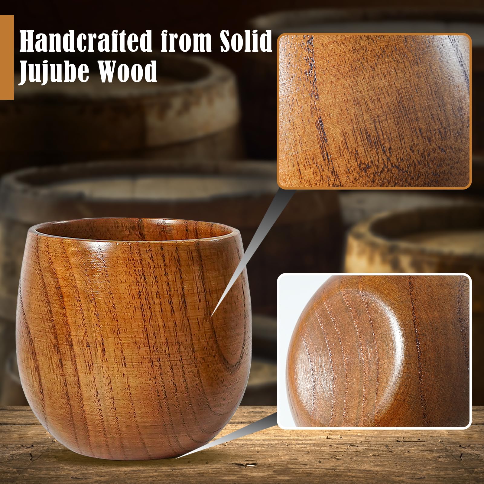 Vaso de whisky Clxfcgiv en madera de jujube, duradero y elegante.