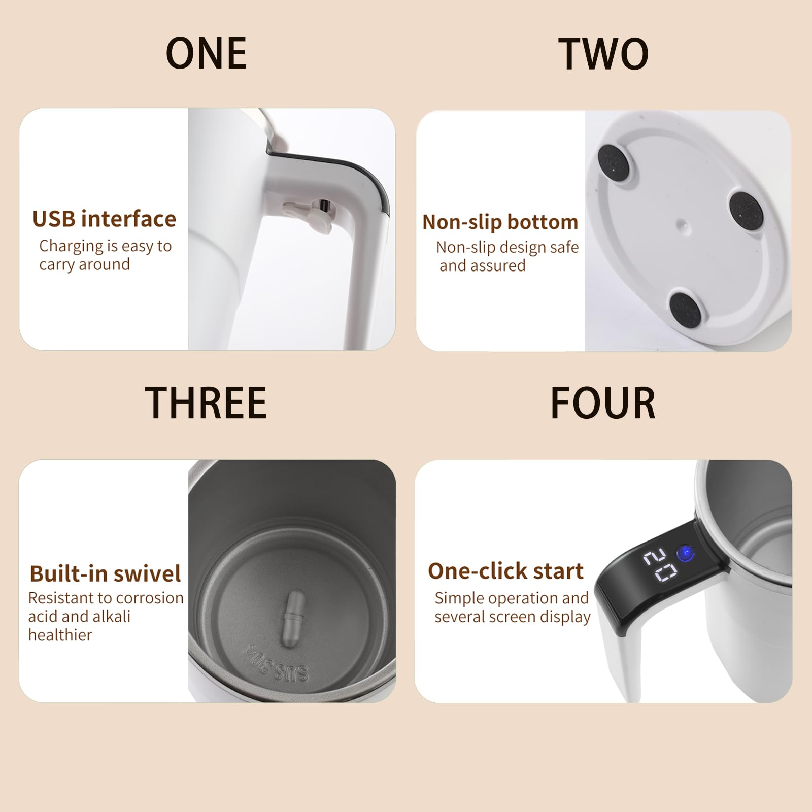 Taza CMFUEGSK con conexión USB para uso en escritorio y cocina.