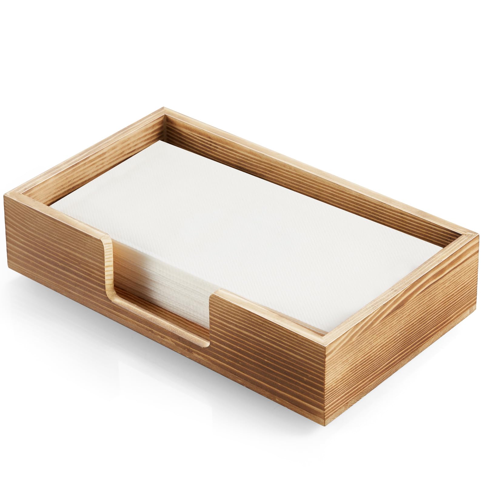 CMLKLZD bandeja porta toallas para invitados en baño, madera quemada, presentación limpia.