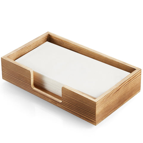CMLKLZD bandeja porta toallas para invitados en baño, madera quemada, presentación limpia.