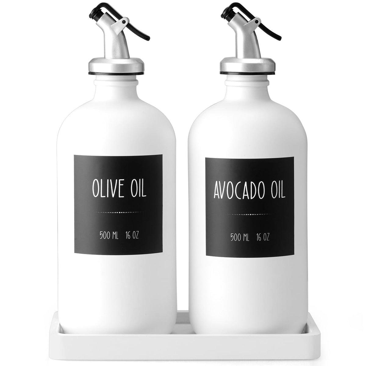 CMLKLZD dispensadores para aceite y vinagre en botellas de vidrio de 16 oz para uso diario.