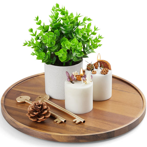 Bandeja redonda de acacia CMLKLZD, centro de mesa elegante