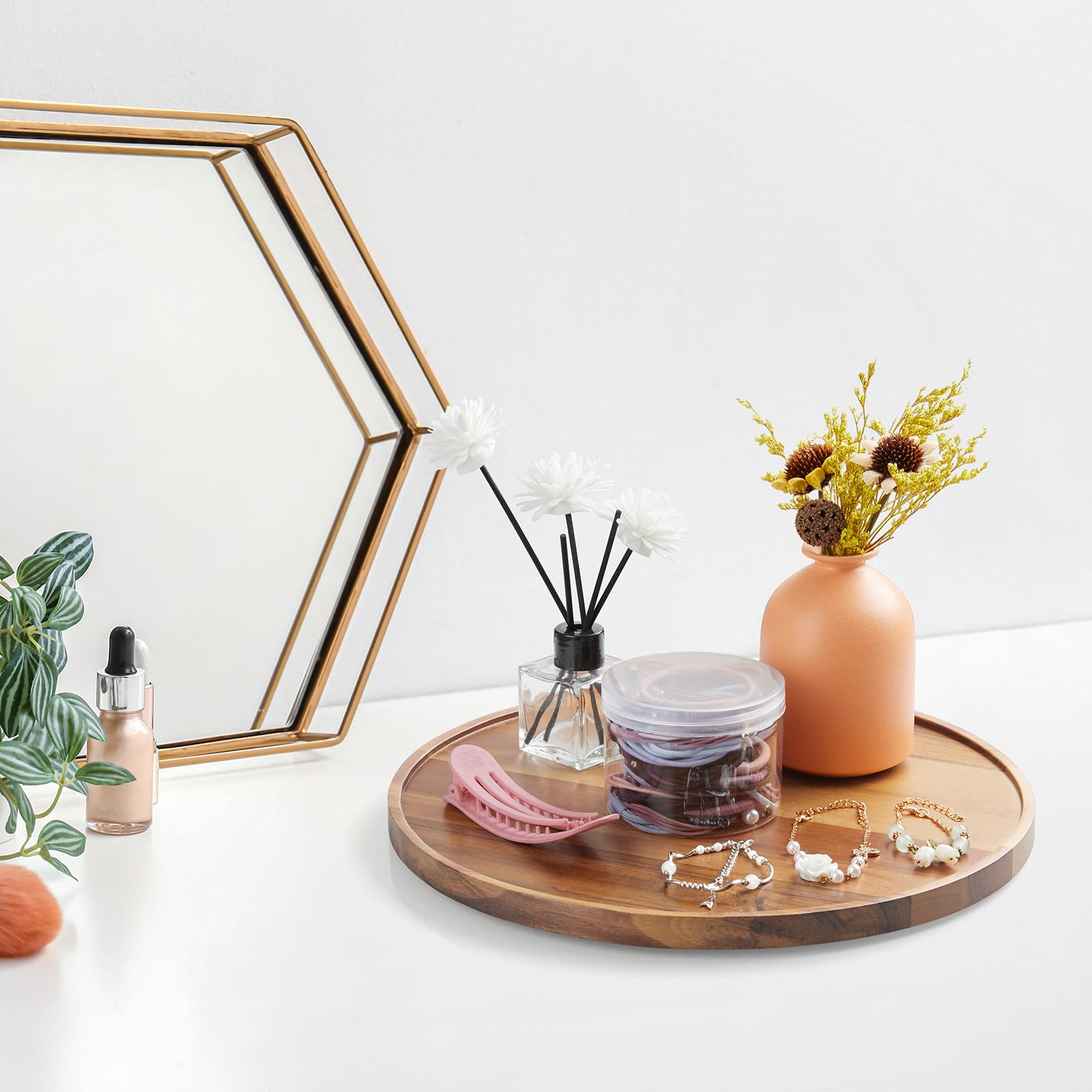 Bandeja CMLKLZD con vetas únicas de madera acacia, pieza singular