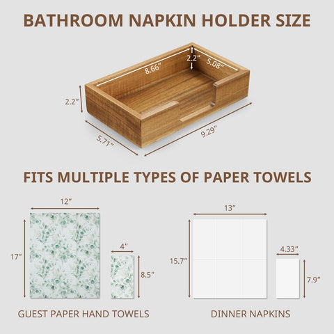 CMLKLZD portanapkins baño acacia con base antideslizante para mesa limpia.
