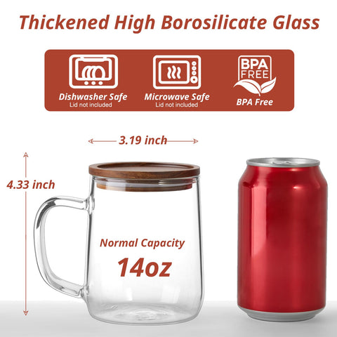Vaso CMLKLZD de vidrio con tapa acacia para evitar derrames