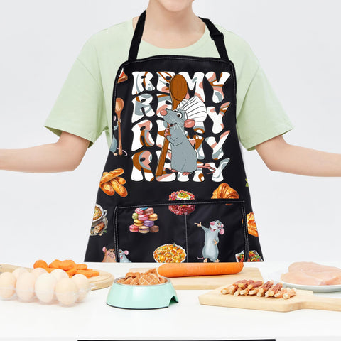 CMNIM Remy Rat Apron detalle costuras: costuras duraderas para uso diario.