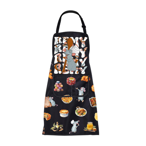 CMNIM Remy Rat Apron frente: protección diaria en la cocina y estilo cómico.