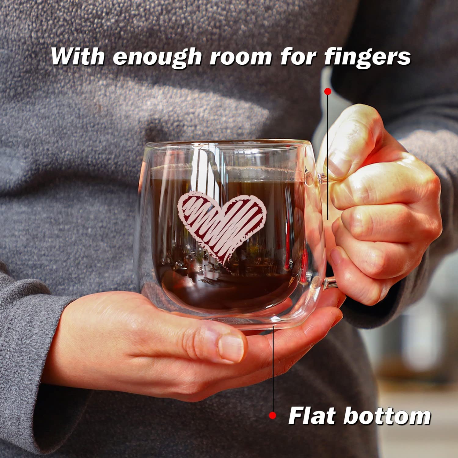 CNGLASS detalle asa ergonómica, cómodo agarre para beber sin esfuerzo.