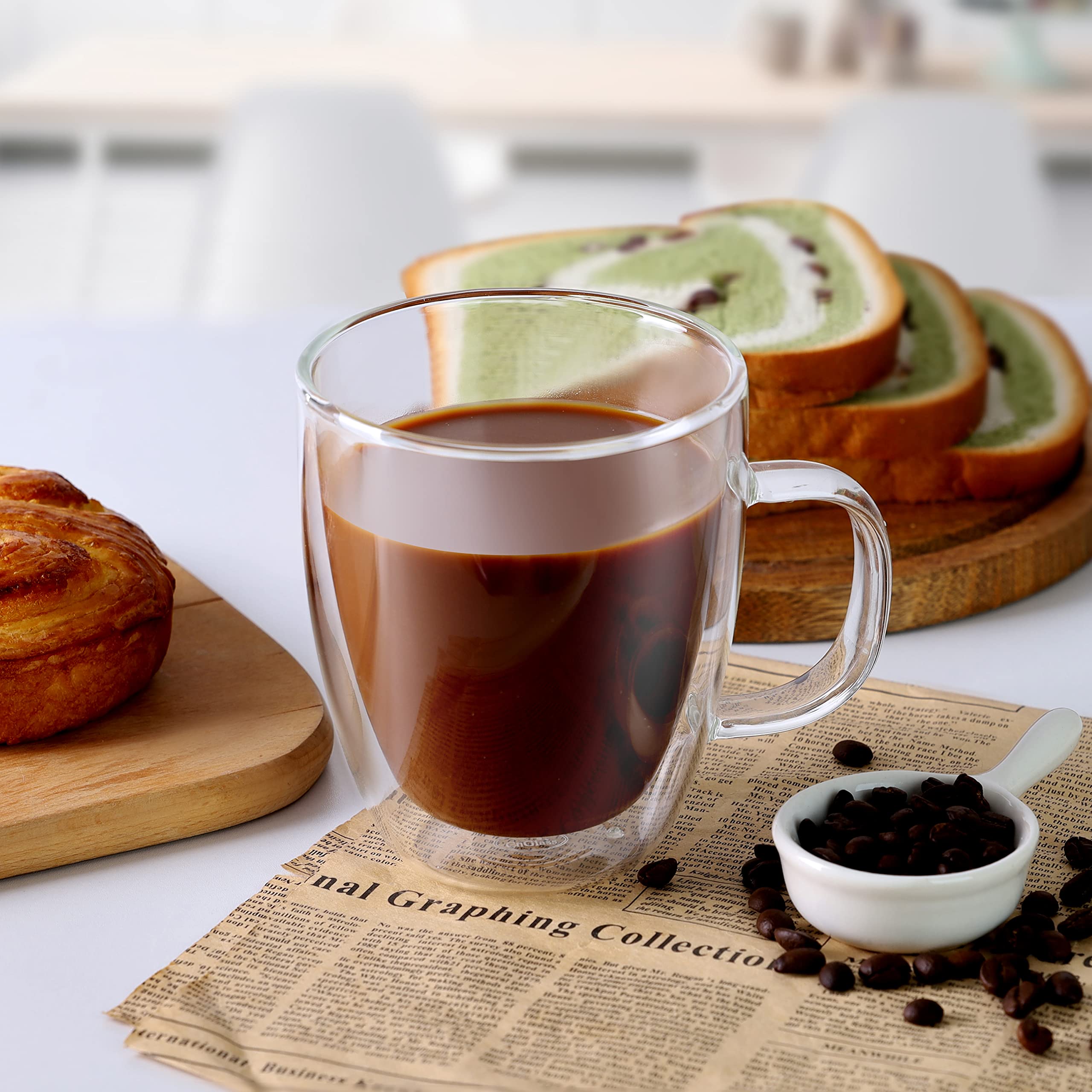 CNGLASS Taza café ergonómica 17oz, elegante en la mesa y apta para microondas