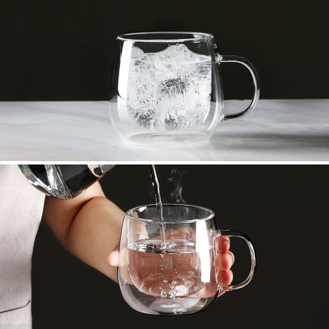 CNGLASS taza cappuccino doble pared, mantiene caliente la bebida sin condensación.