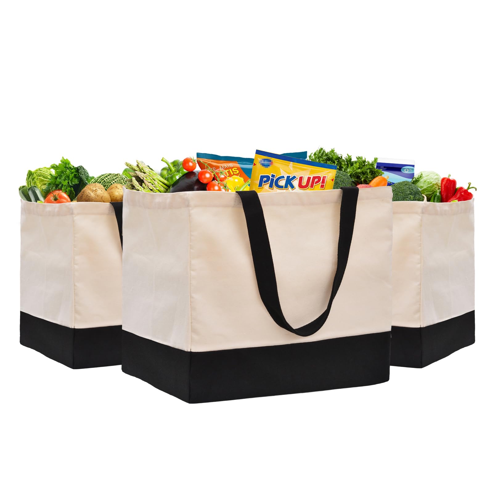 CNaiyunpin bolsas canvas 8.3 gal con asas robustas para compras reutilizables.