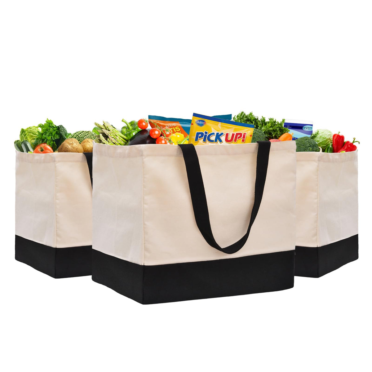 CNaiyunpin bolsas canvas 8.3 gal con asas robustas para compras reutilizables.