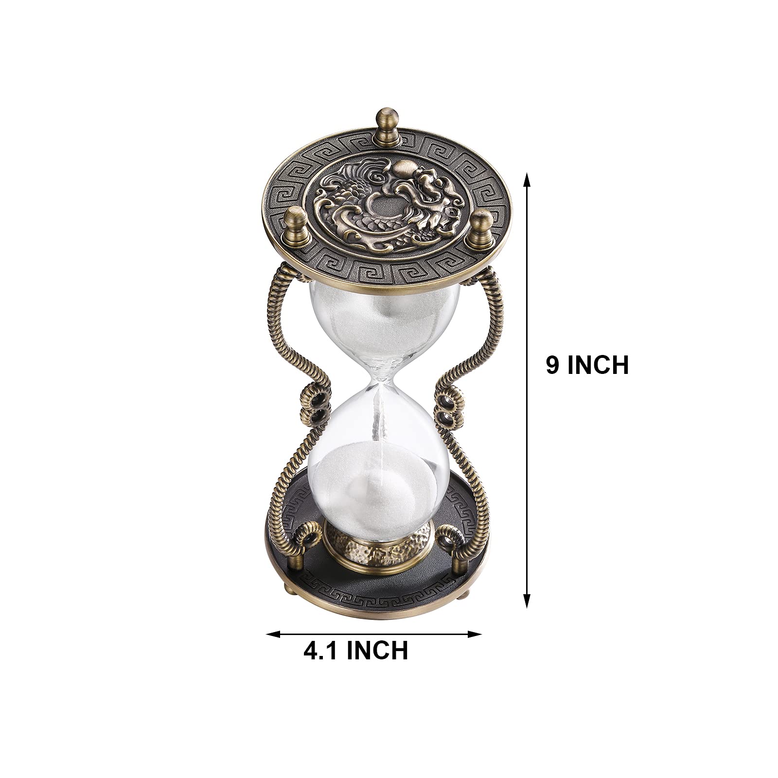 CNCJ reloj de arena bronce dragón medieval, útil para pausas breves y meditaciones.