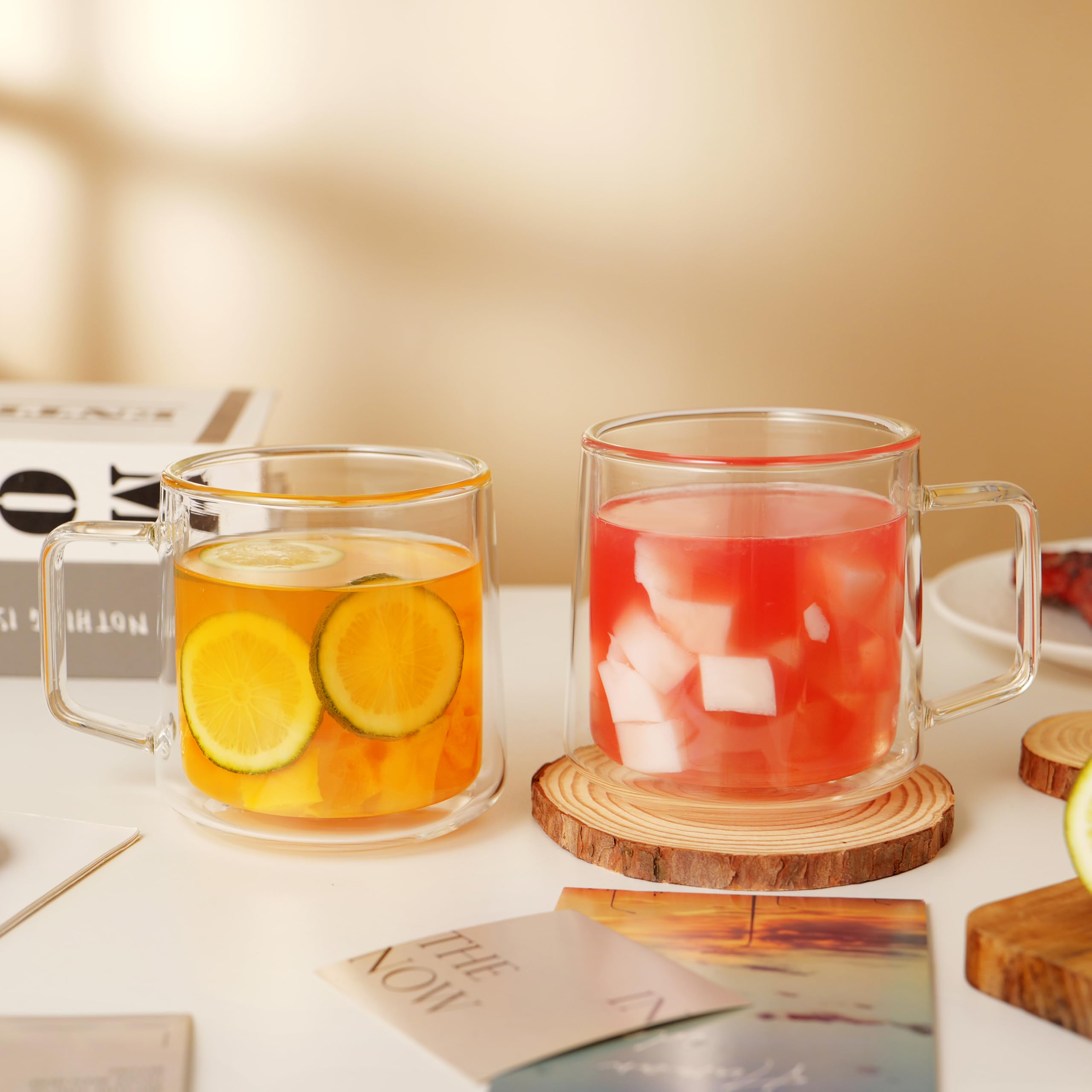 CNGLASS capacidad 15oz para espresso, latte o té en casa.