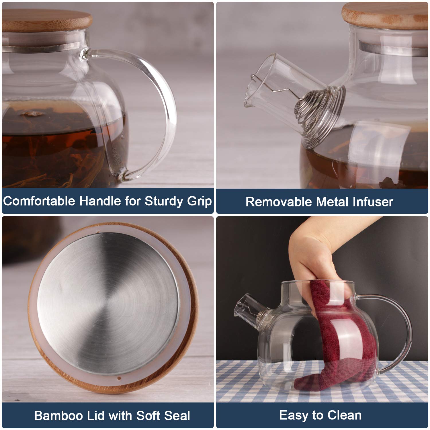 CNGLASS infusor de metal desmontable evita sedimentos y facilita la limpieza.