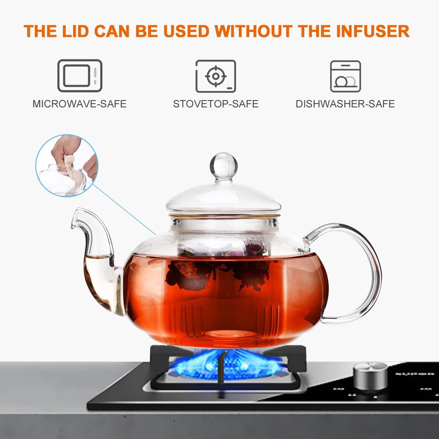 CNGLASS tetera, limpieza fácil con infusor desmontable