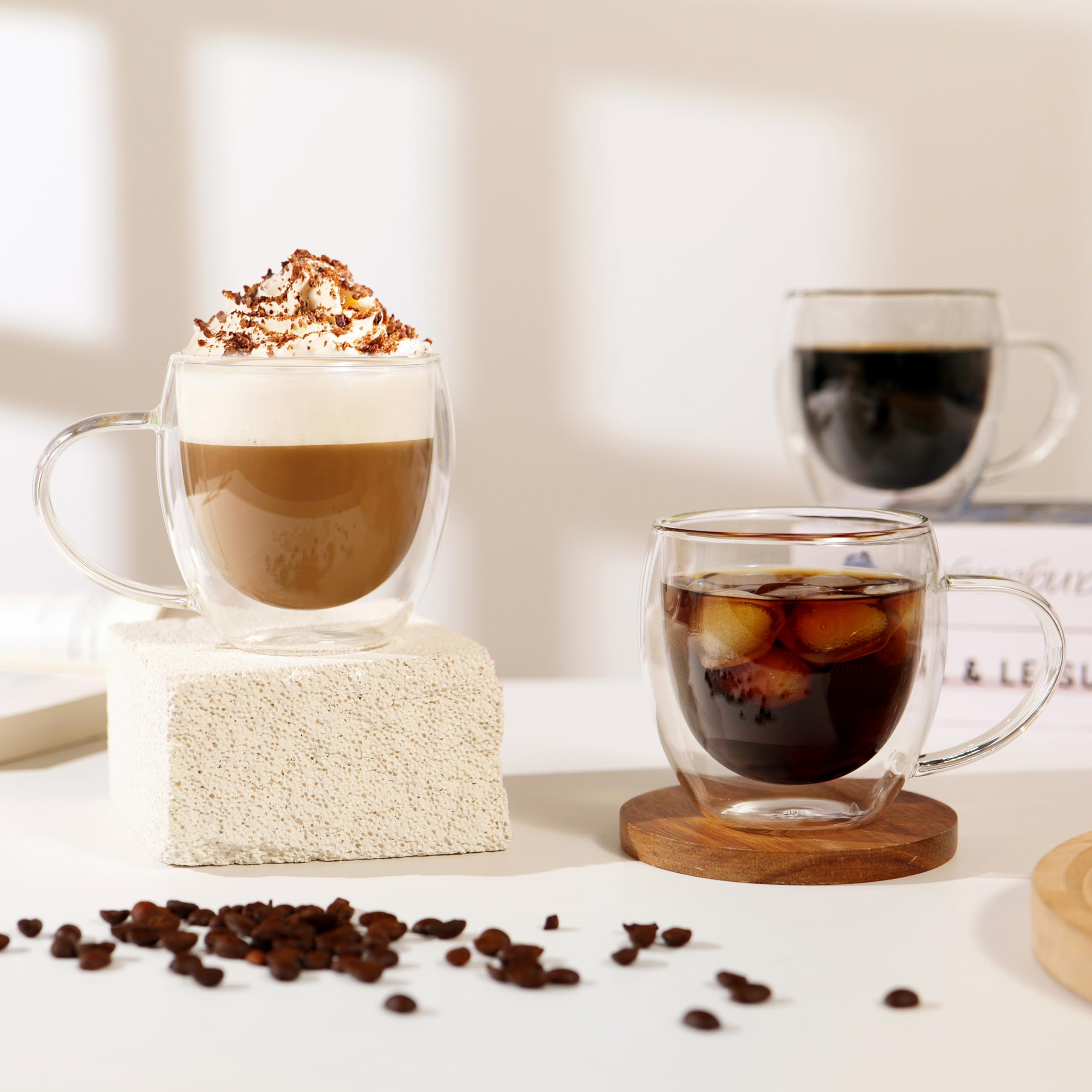 CNGLASS juego de tazas doble pared, diseño elegante y regalo perfecto.
