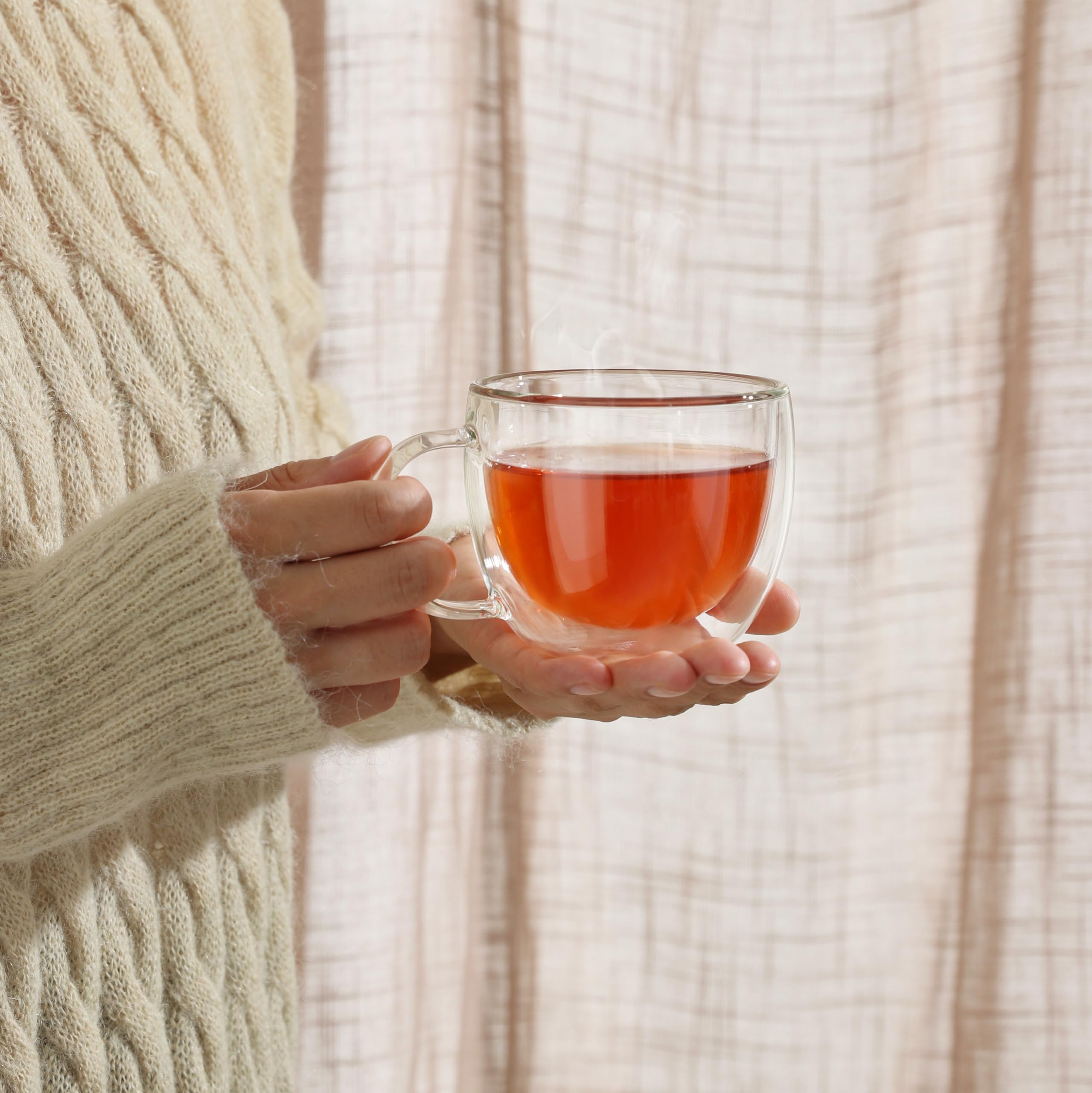 CNGLASS agarre cómodo sin quemar, ideal para bebidas calientes.