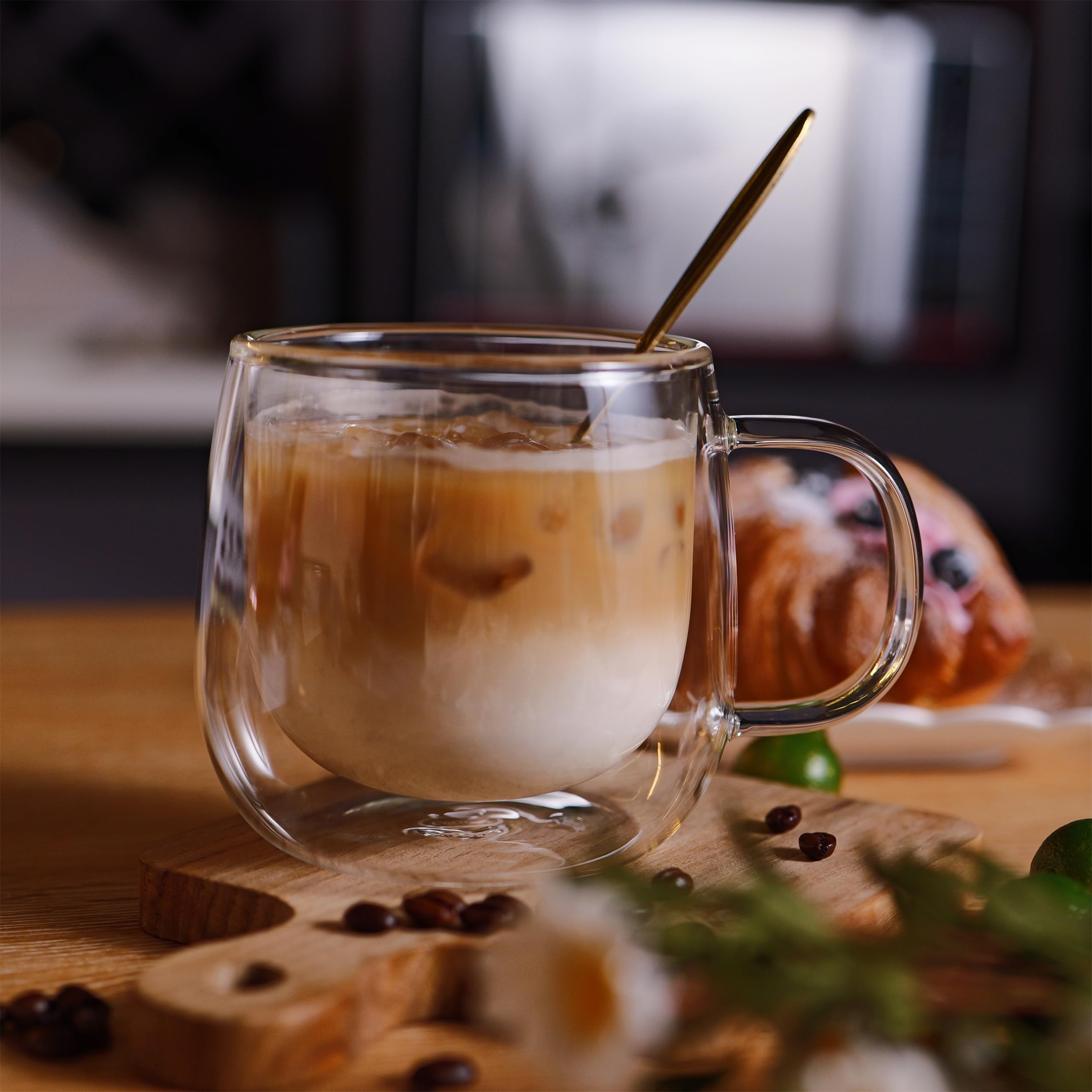 CNGLASS taza bebidas frias vidrio doble pared, evita condensación exterior