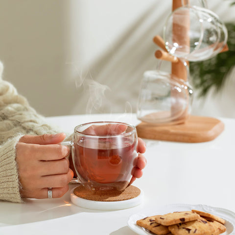 CNGLASS taza con bolsa de té, vidrio doble pared ideal para infusiones.