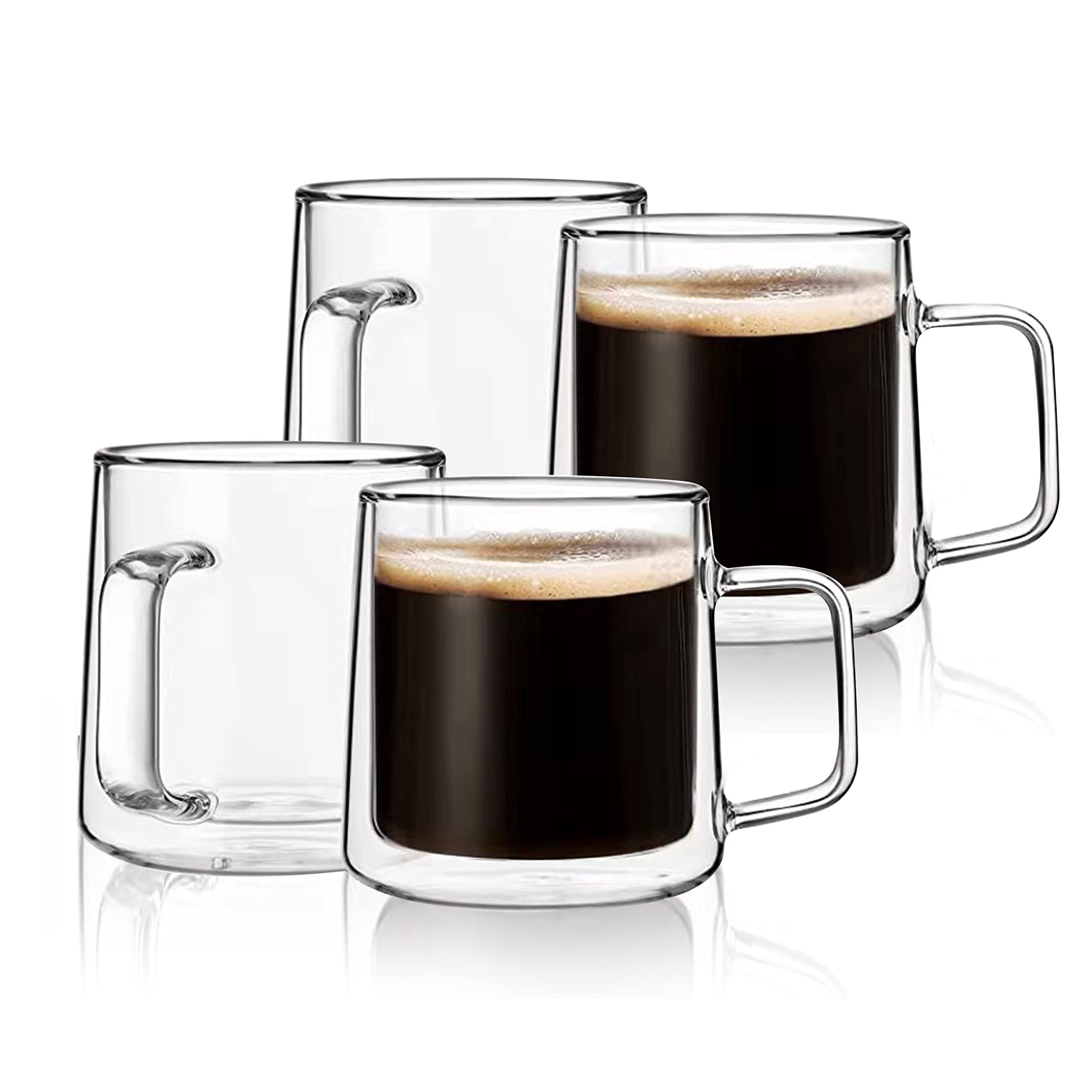 CNGLASS tazas 10oz con doble pared y mango ergonómico para un agarre cómodo.