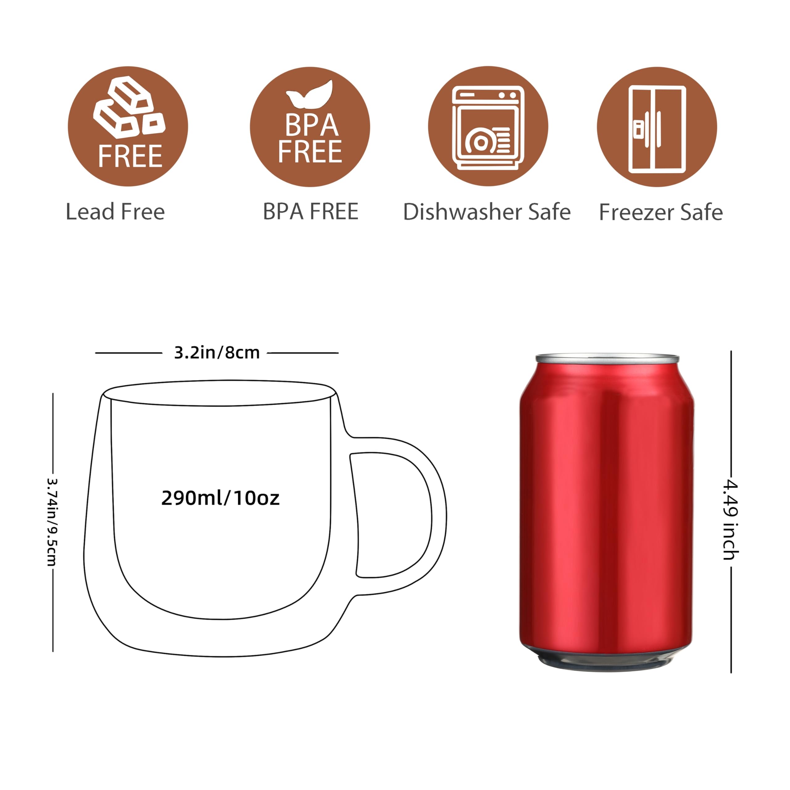 CNGLASS taza cafe con asa clara para beber cómodo