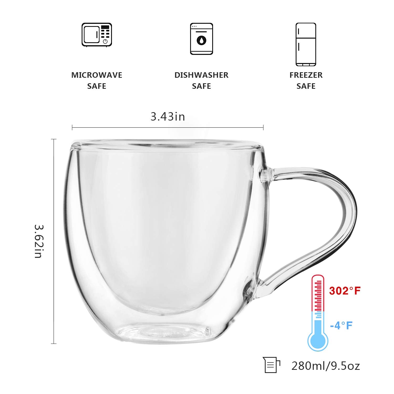 CNGLASS taza para café con espresso y vapor intenso