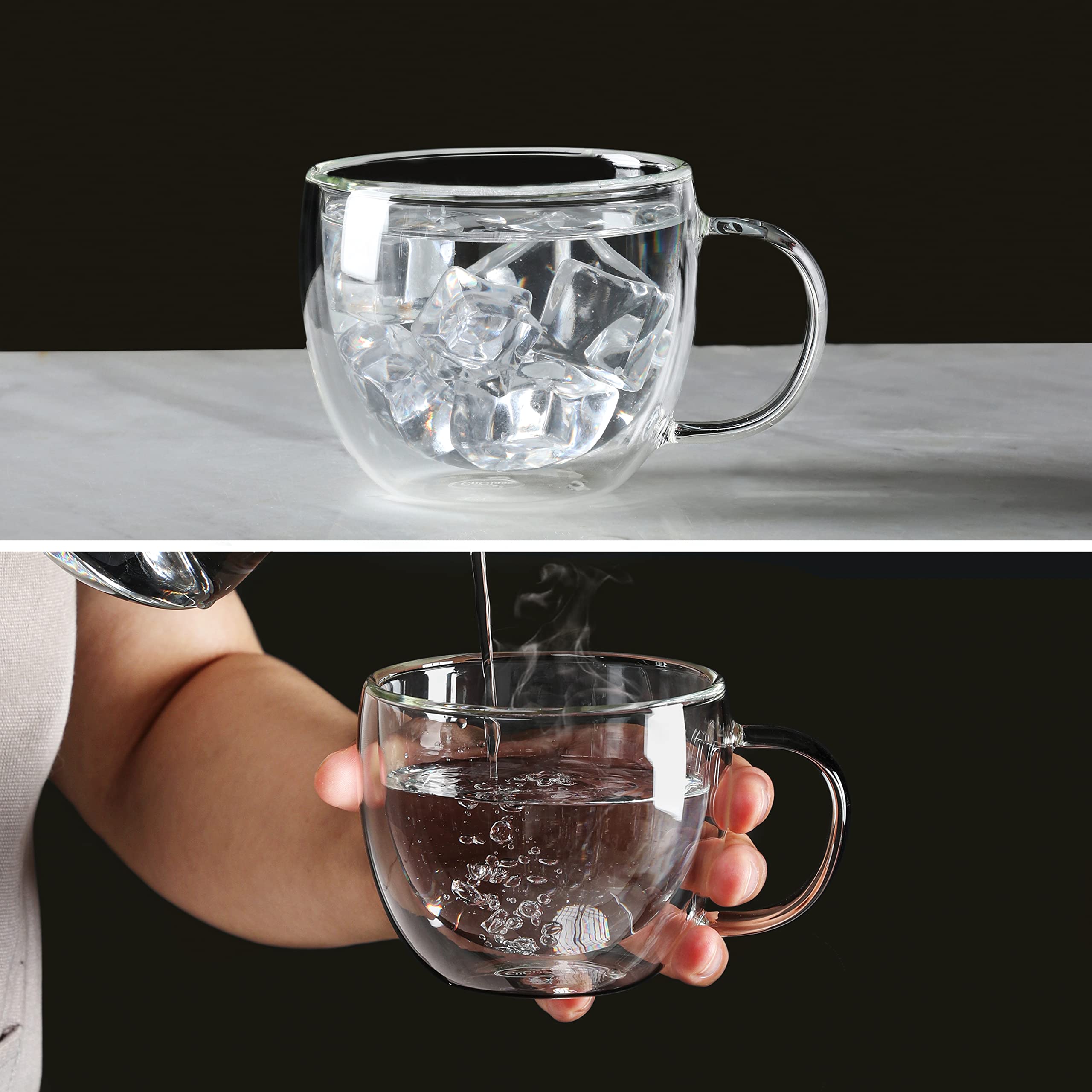 CNGLASS taza cappuccino con mango, diseño práctico y elegante.