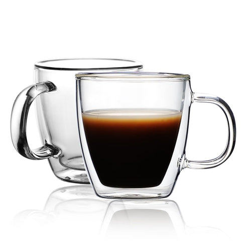 CNGLASS taza espresso aislada de doble pared con asa, ideal para no quemarse.