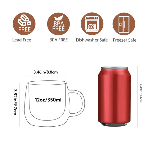 CNGLASS taza espresso vidrio borosilicato 12oz para sabor intenso