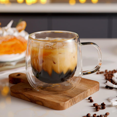 CNGLASS taza latte vidrio doble pared, experiencia suave al tacto