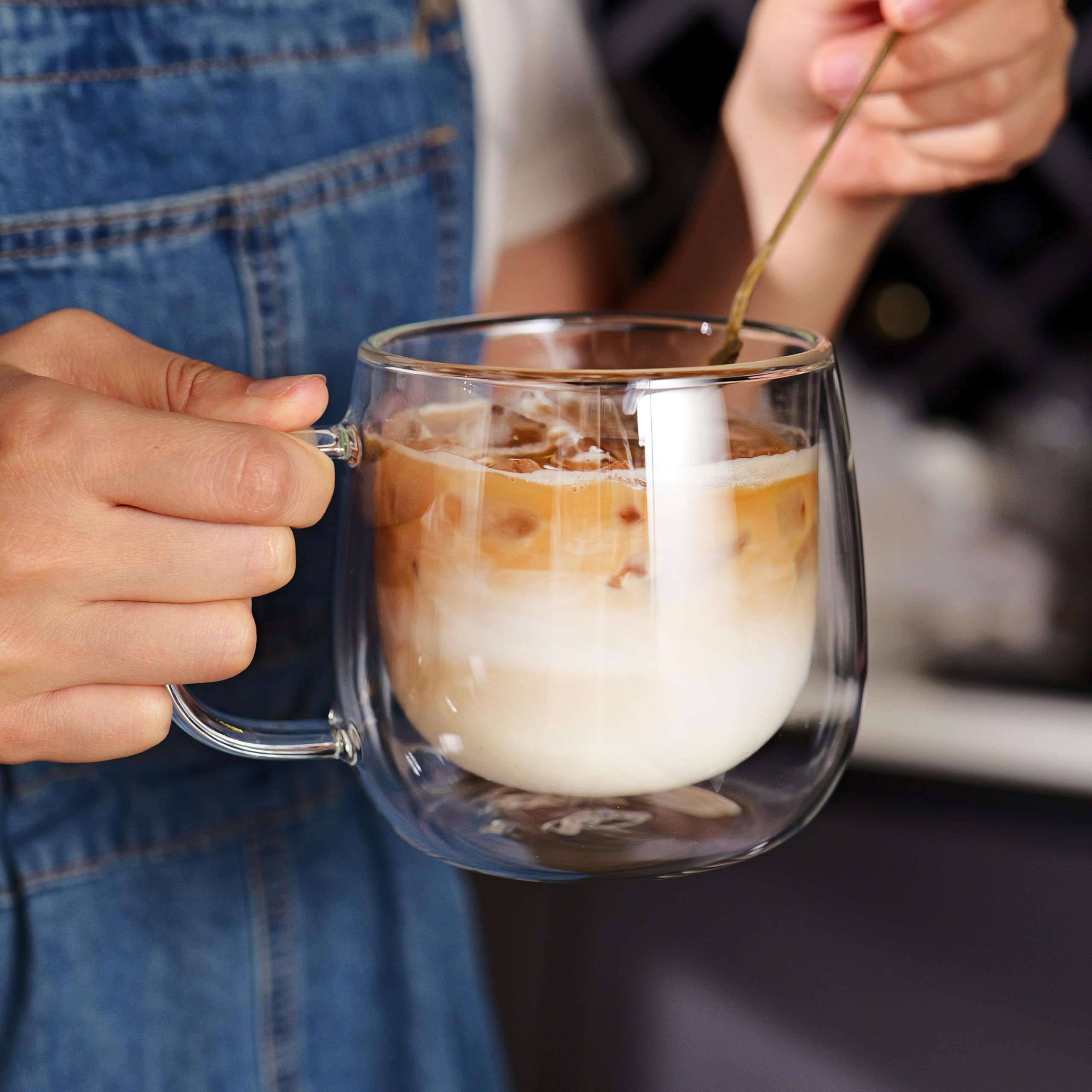 CNGLASS taza con manija confort, diseño ergonómico para sostener caliente