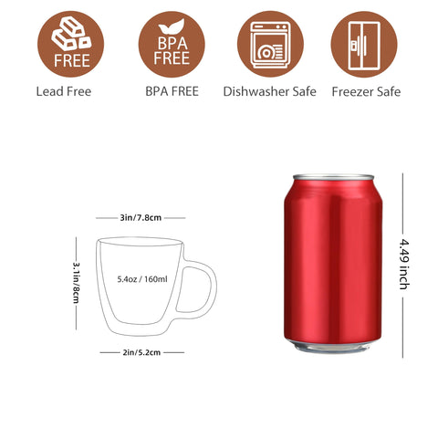 CNGLASS taza vidrio borosilicato claro con asa, duradera y fácil de limpiar.