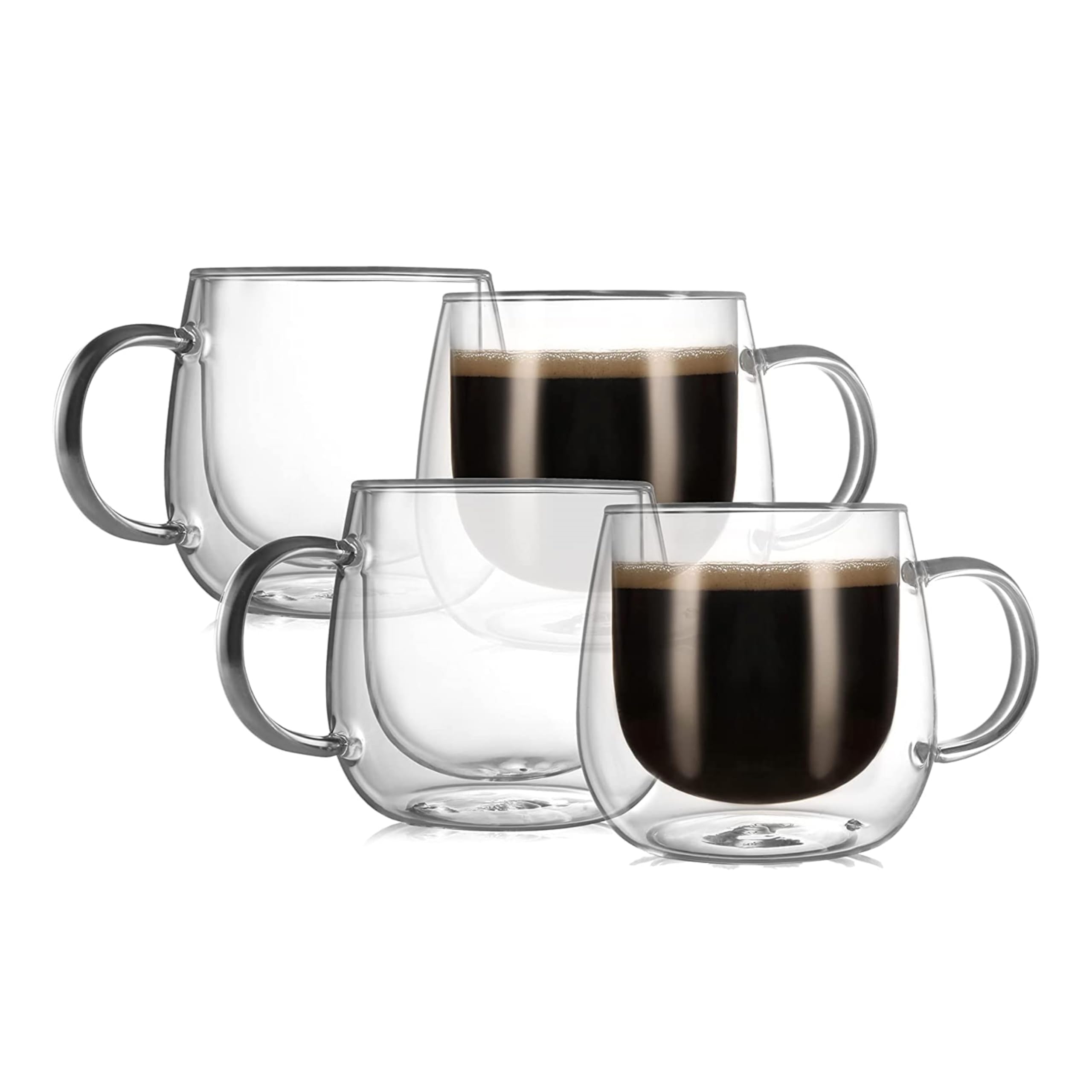 CNGLASS tazas vidrio doble pared 12oz en pack, ideal para bebidas calientes
