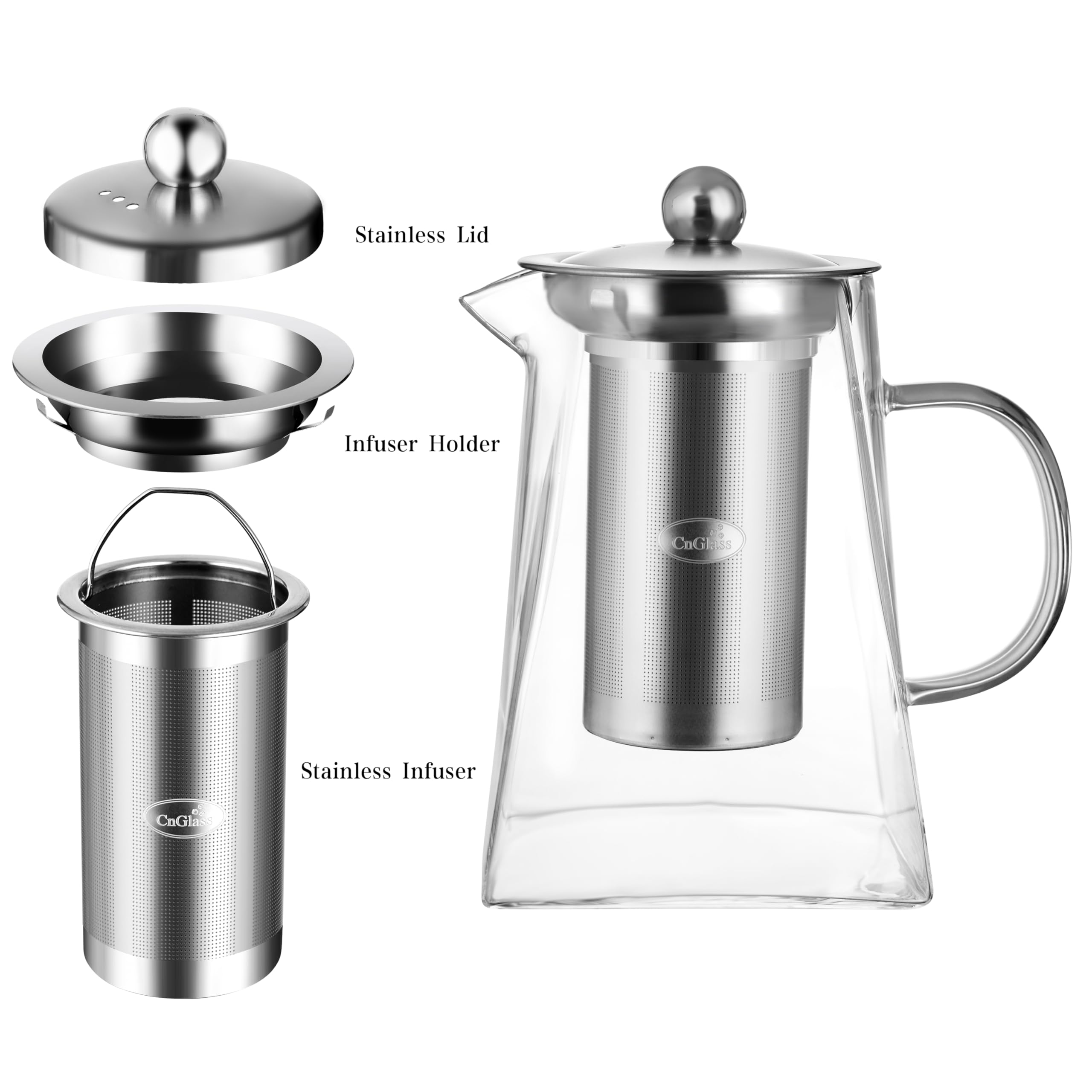 Tetera CNGLASS cristal apta para estufa y microondas