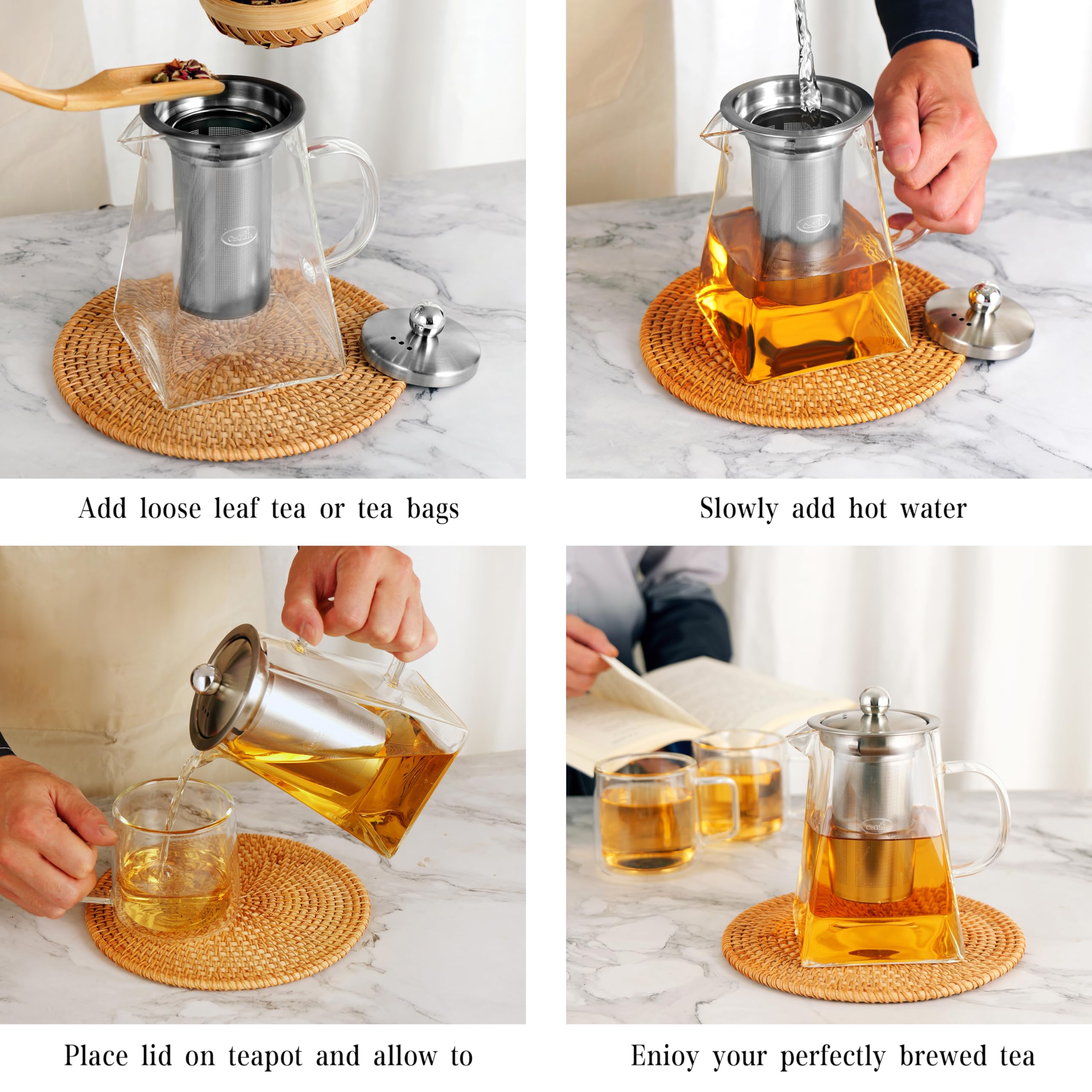 Tetera CNGLASS con capacidad 31oz para varias tazas