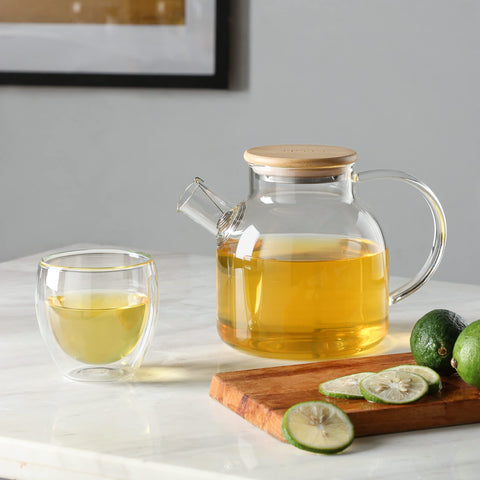 CNGLASS tetera de cristal con mango ergonómico para verter
