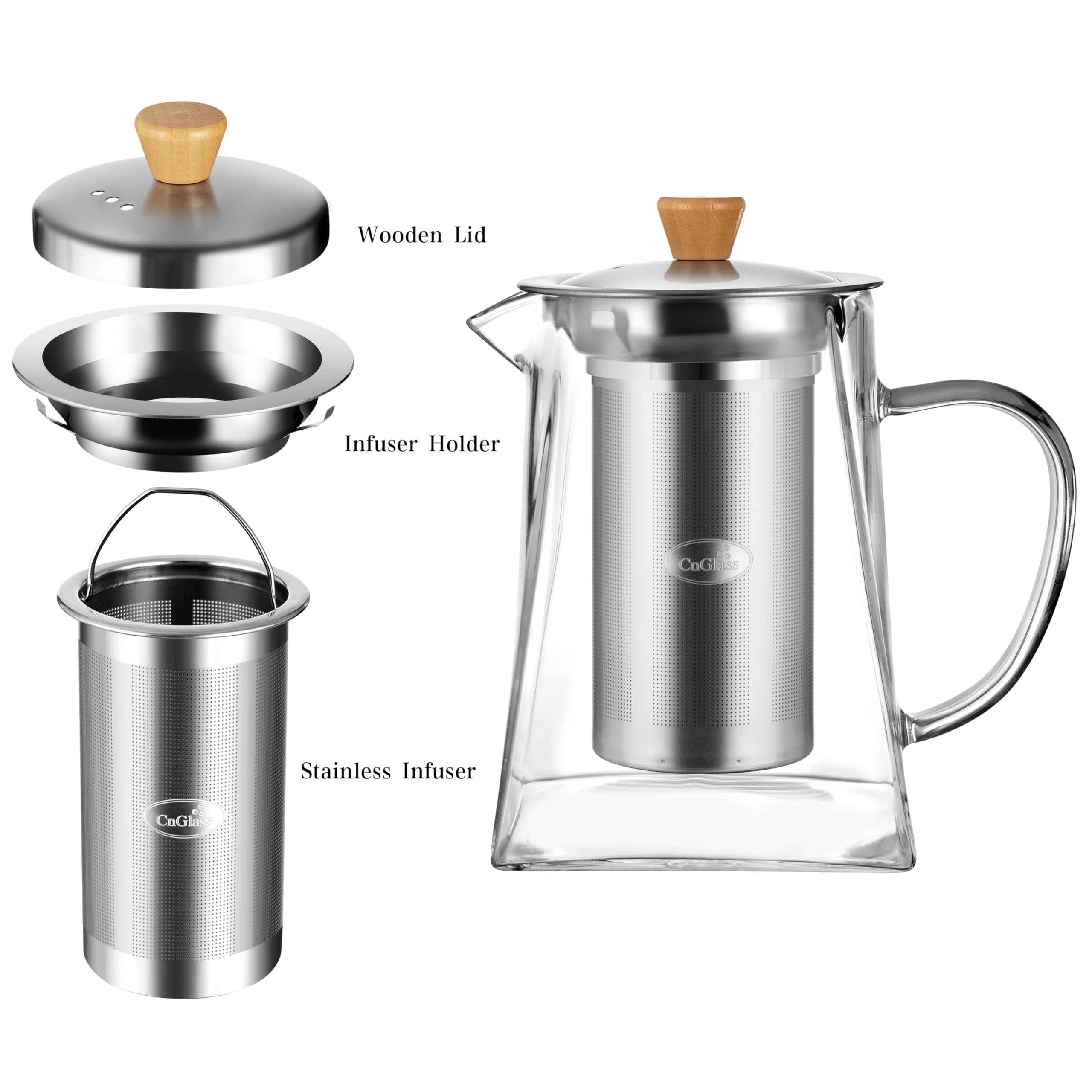 CNGLASS tetera de vidrio apta para cocina y microondas para mayor conveniencia