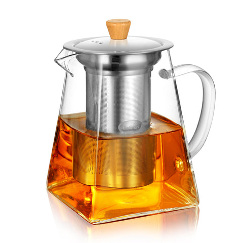 CNGLASS tetera de vidrio con infusor removible para infusiones aromáticas