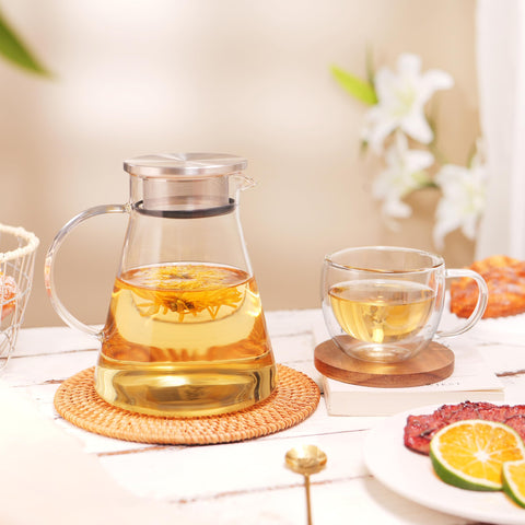 CNGLASS Tetera de vidrio 1200 ml, filtro integrado para infusiones limpias.