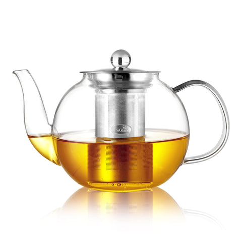 CNGLASS tetera de vidrio 40oz con infusor removible para tés sueltos.