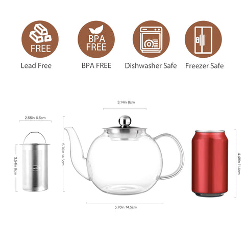 CNGLASS tetera de vidrio transparente para ceremonias de té en casa.