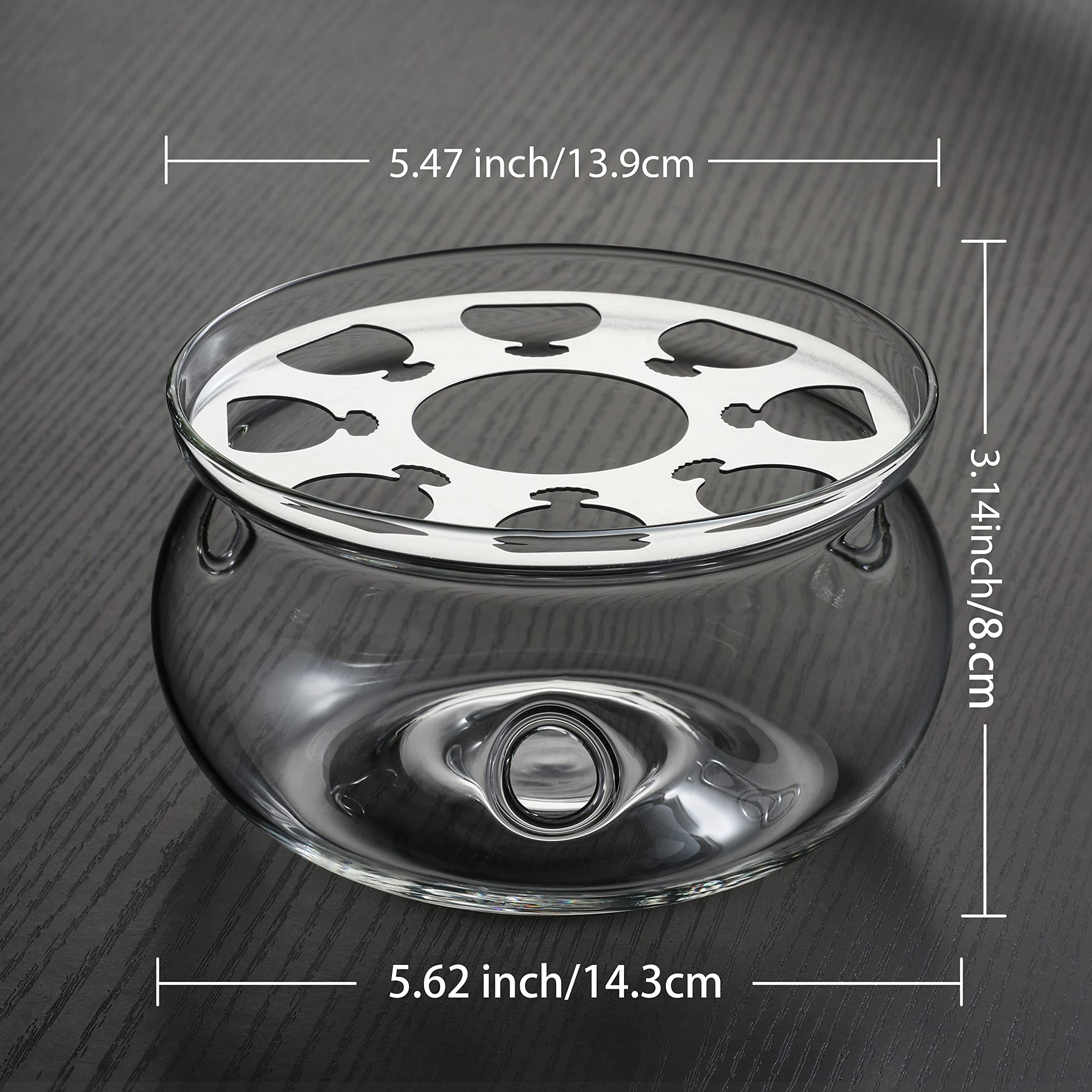 CNGLASS calentador de tetera en vidrio borosilicato, diseño resistente.