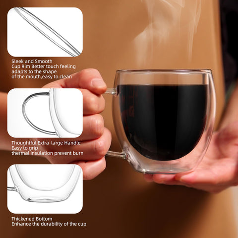 CNGLASS empaque listo para regalo, tazas de doble pared en caja.