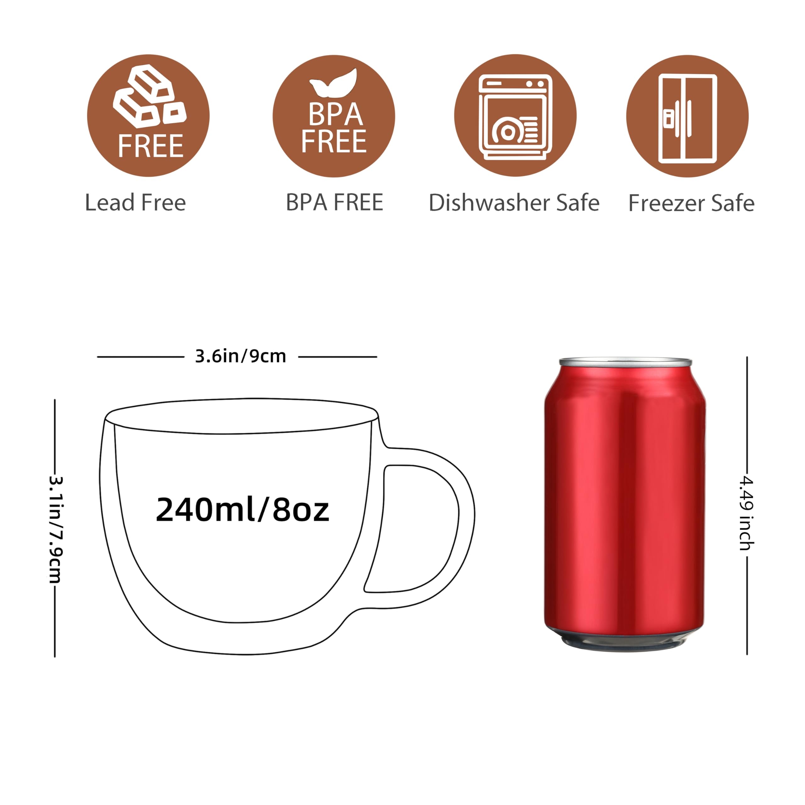 CNGLASS vaso de vidrio borosilicato, claridad duradera para bebidas calientes.