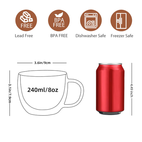 CNGLASS vaso de vidrio borosilicato, claridad duradera para bebidas calientes.